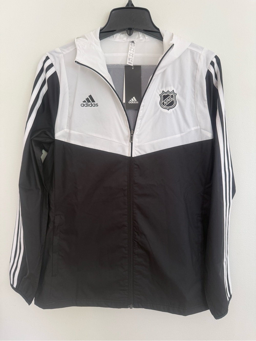 Adidas Tiro Black and White NHL Hooded Windbreaker